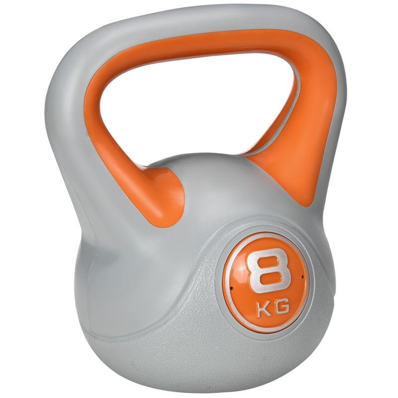 Kettlebell 8kg Peso Russo com Revestimento de PU e Enchimento de Areia para Treinamento em Casa Ginásio 20x14x24cm Laranja e Cinza