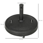 Base para Chapéu de Sol de Resina 23,5 kg com Rodas e Alça Retrátil Base para Chapéu de Sol Quadrada para Mastros de Ø32/48 mm para Jardim Varanda Pátio Ø53x41 cm Preto