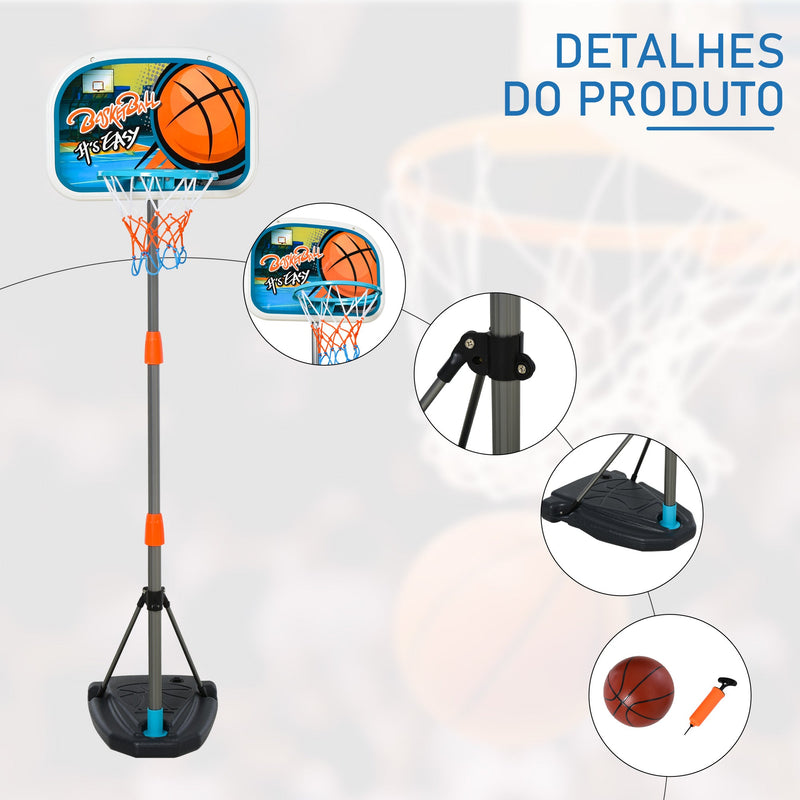 Tabela de basquetebol para crianças acima de 6 anos com suporte de altura ajustável e base recarregável incluídos 32x65x126-158 cm