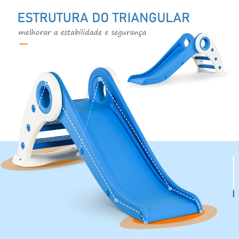 Escorrega infantil para crianças acima de 3 anos dobrável com escada e rampa 120x50x56 cm Azul