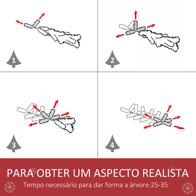 Árvore de Natal Artificial Altura 180 cm Árvore com Neve com 695 Ramos 57  Pinhas e Base de Aço Dobrável Ø104x180 cm Verde