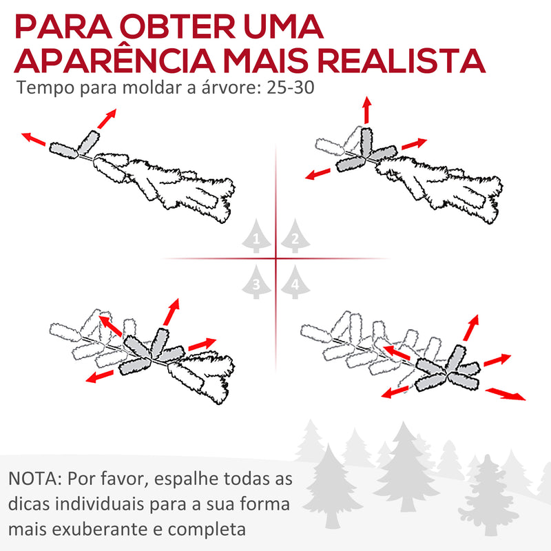 Árvore de Natal Artificial 210cm Ignífugo com 1036 Ramos 53 Decorações Folhas de PVC e Suporte Metálico Decoração de Natal para Interior Verde