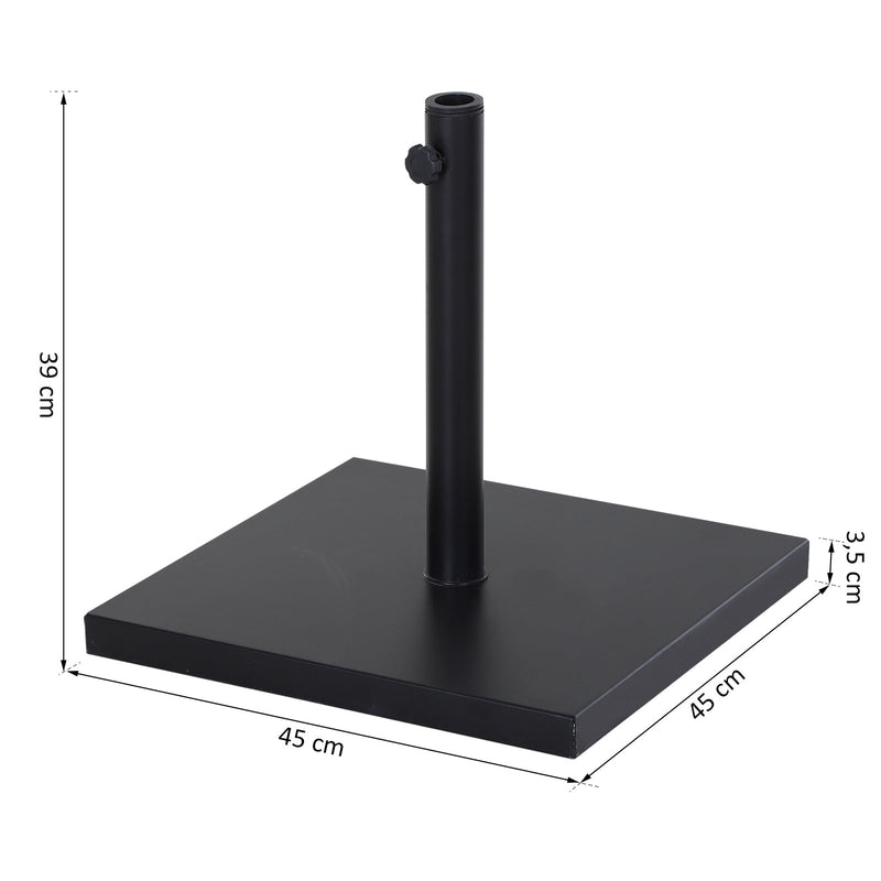 Base para guarda-sol de terraço com roda para ajustar o aço 45x45x39cm preto