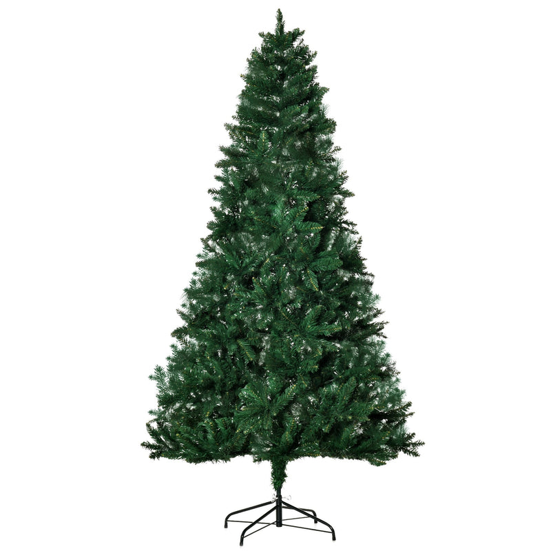 Árvore de Natal Artificial 210cm Ignífuga com 1064 Ramas com 2 Tipos de Pontas de PVC e Base de Aço Decoração de Natal para Interiores Verde