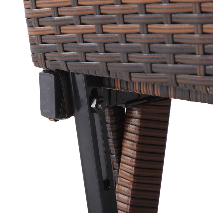 Sofá de Dois Lugares Ratán Sintético Convertível en Cama Sofá de Jardim Exterior com Almofada Castanha Cadeira Móvel Mobiliário Pátio Terraço 129x66x79cm