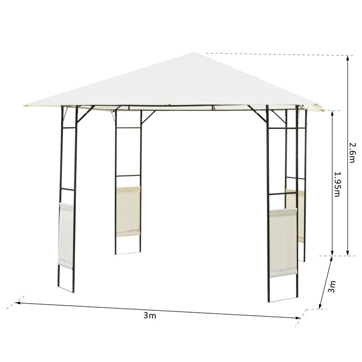 Pérgola para Jardim 3x3x2,6m Aço e Poliéster Creme