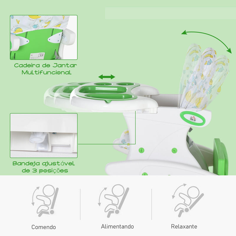Cadeira para bebês acima de 6 meses 3 posições ajustáveis Acolchoado Verde