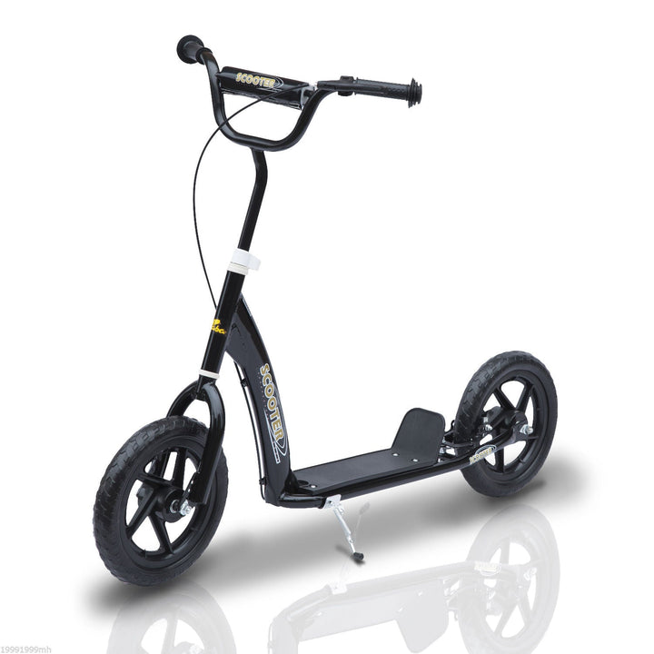 Trotinete para Crianças acima de 5 anos Scooter de 2 Rodas Grandes de 12 Polegadas com Freio e Guidão Ajustável em Altura Carga Máx. 100kg 120x52x80-88cm Preto