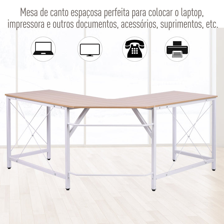 Mesa de computador PC Mesa de escritório formulário de tabela de canto L Armação de Aço 150x150x76cm