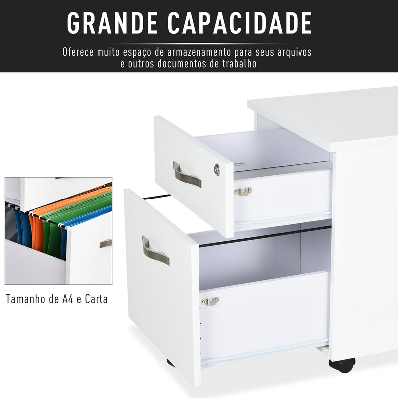 Móvel para arquivos com 2 gavetas com freios 40x45.5x52.5 cm Branco