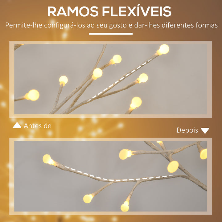 Árvore Sintética Altura 150cm com 120 Luzes LED IP44 Ajustável em 3 Modos Ramos Flexíveis e Base de Candeeiro Árvore de Decoração de Natal para Interiores 20x20x150cm Branco