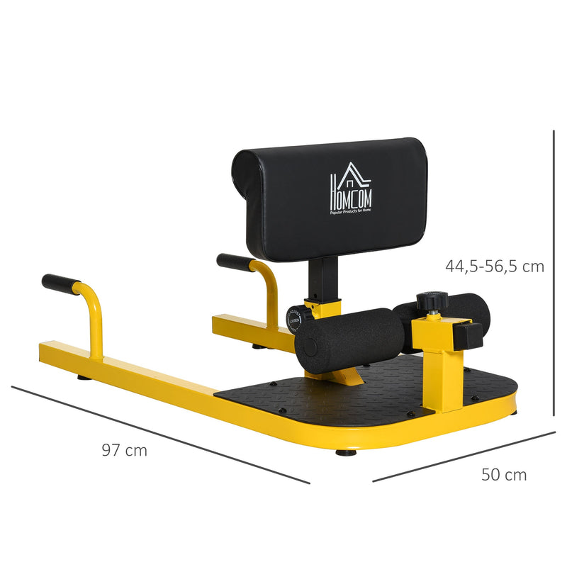 Sissy Squat 3 em 1 Máquina de Agachamento para Exercícios de Abdominais Flexões Agachamentos 50x97x56,5cm Preto e Amarelo