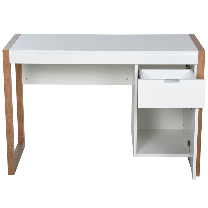 Mesa de Escritório com gaveta Armário Pés retangulares 112,5x50x75,5 cm Branco