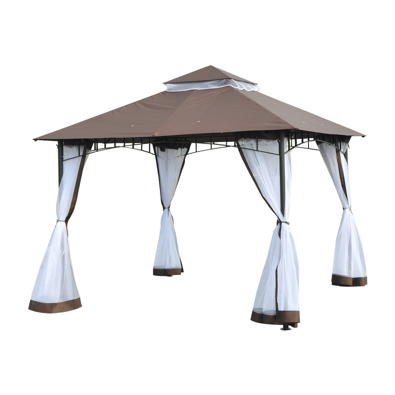 Pérgola para jardim Poliester cor Café 300x300x270cm