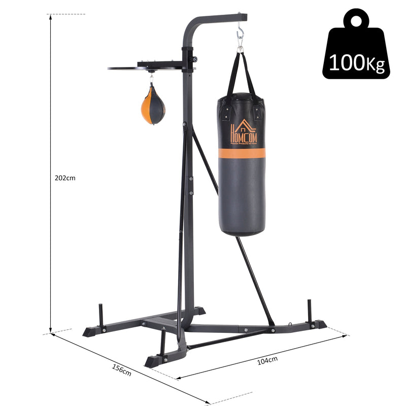 Saco de boxe com suporte ajustável em altura em 4 níveis 166,5cm - 181,5cm inclui Velocidade da bola 104x156x202cm