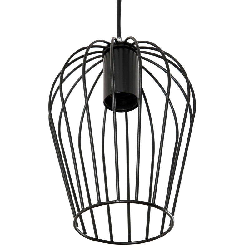 Candeeiro Suspenso Vintage Candeeiro de Teto de Estilo Industrial Candeeiro de Suspensão de Metal para Sala de Jantar Sala de Estar Ø38x145cm Preto