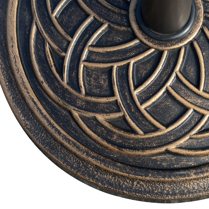 Base Chapéu de Sol de Jardim Suporte para Chapéu de Sol Redondo para Mastros de 38mm/48mm Resina e Aço para Terraço Pátio Exterior Ø45x33cm Bronze