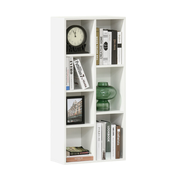 Estante para Livros de Madeira com 7 Compartimentos de Armazenamento para Sala de Estar Dormitório Escritório 50x24x106cm Branco