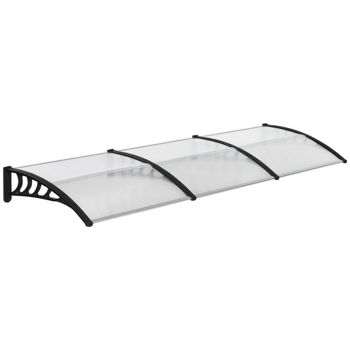 Marquise de Proteção 300x96cm Marquise Exterior para Portas e Janelas Contra o Sol e Chuva com Suporte Liga de Alumínio Policarbonato Transparente
