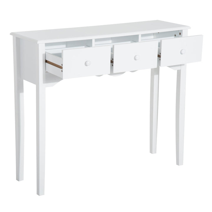 Mesa consola tipo aparador com 3 Gavetas em Cor Branco e Material Madeira 100x32x85cm