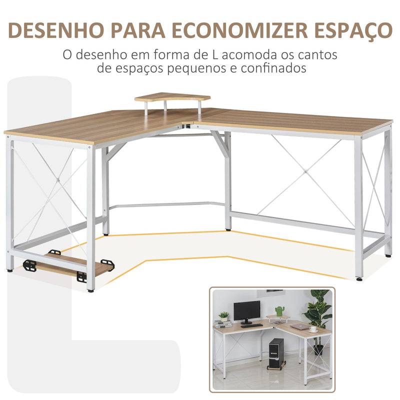 Mesa para computador em forma de L com suporte para torre 150x150x76 cm