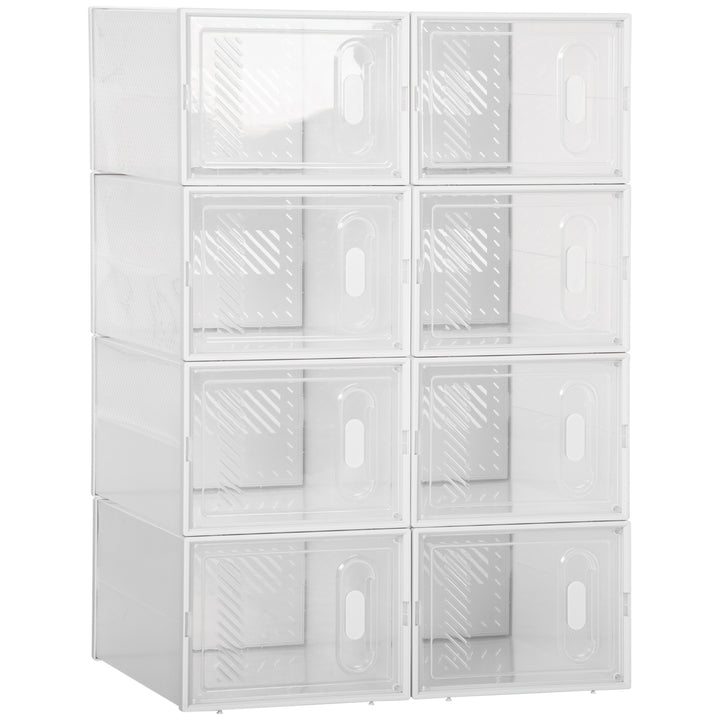 Armário Modular de Plástico Sapateira Modular com 8 Cubos Portas Magnéticas Organizador de Sapatos para Entrada Corredor Dormitório 25x35x19cm Transparente