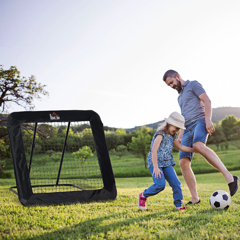 Rede de Rebote Dobrável com 4 Ângulos Ajustáveis para Treinamento de Futebol Beisebol Desportes de Exterior 128x118x108-120cm Preto