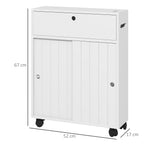 Armário Auxiliar Casa de Banho Moderno Armário Casa de Banho com 4 Rodas 2 Compartimentos para Papel Higiénico Armário e Prateleiras Ajustáveis Móvel Auxiliar de Armazenamento 52x17x67 cm Branco