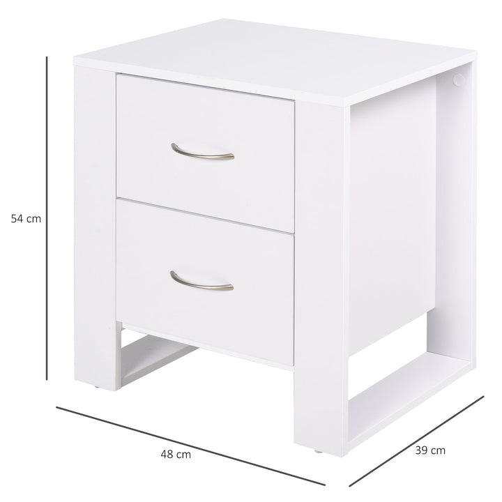 Mesa de Cabeceira com 2 gavetas pés em forma de U 48x39x54 Branco