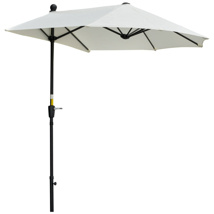 Chapéu de Sol de Parede 190x200x240cm Chapéu de Sol de Jardim com Manivela Mastro de Aço Base Cruzada e Proteção Solar para Terraço Balcão Creme