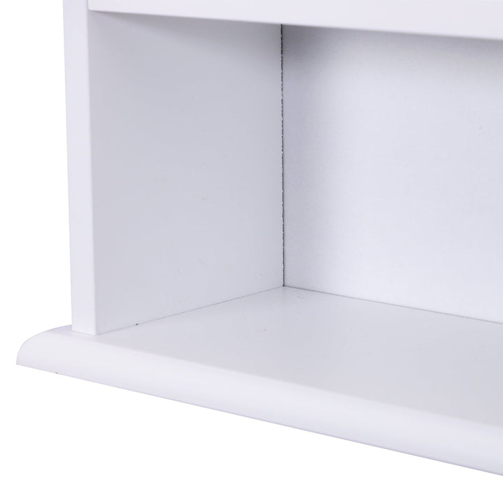 Armário de banheiro com parede de espelho com 2 portas 3 níveis de armazenamento de parede cor branco 56x13x58cm