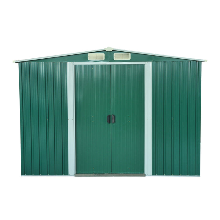 Barracão Metálico Placa Verde para armazenar ferramentas com grande espaço 246x192,5x177,5 cm