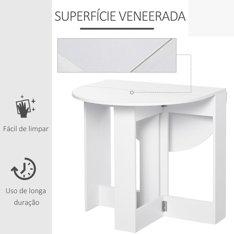 Mesa dobrável com 2 asas dobráveis ??Mesa lateral de madeira 104x76x73,7 cm Branco