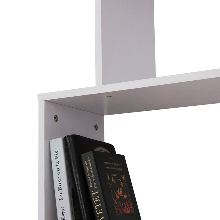Estante Moderna em forma de S tipo Biblioteca de 6 Prateleiras- Madeira– Cor: Branco- 80 x 25 x 192 cm