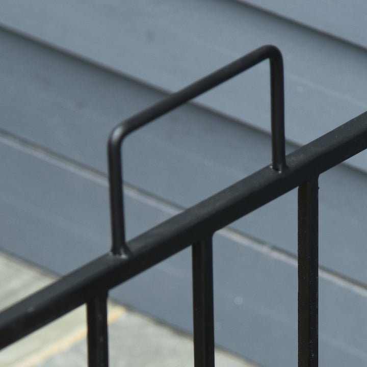 Prateleira de lenha para lareira tradicional Armazenamento de madeira com alças 44,5x33x46,5 cm Preto