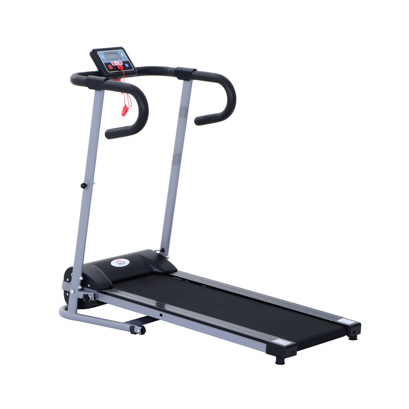 Esteira elétrica e dobrável de 500W para exercícios físicos 1-10 km / h com tela LCD e carga máxima. 110 kg preto e cinza