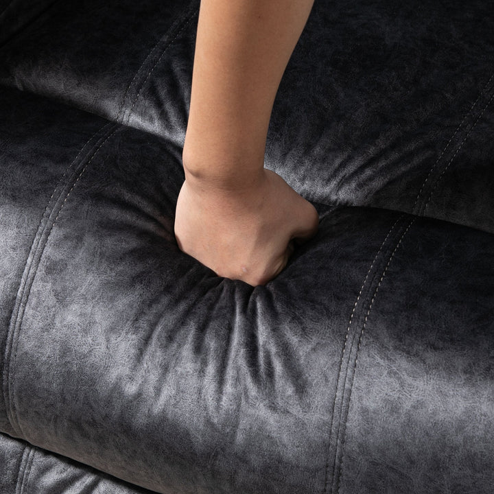 Poltrona Relax Reclinável Poltrona para Sala de Estar com Apoio para os Pés Retrátil Encosto Alto Bolso Lateral Acolchoado Grosso 96x91x108cm Preto