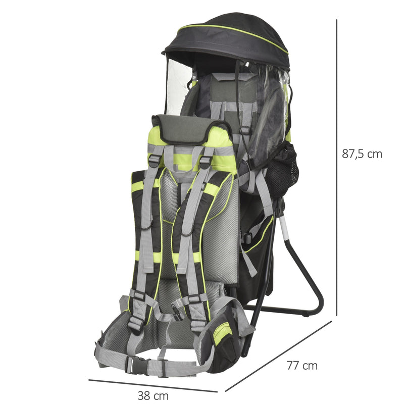 Mochila porta bebês dobrável Ergonômico para bebês acima de 6 meses Carga 18 kg 38x77x87,5cm Verde