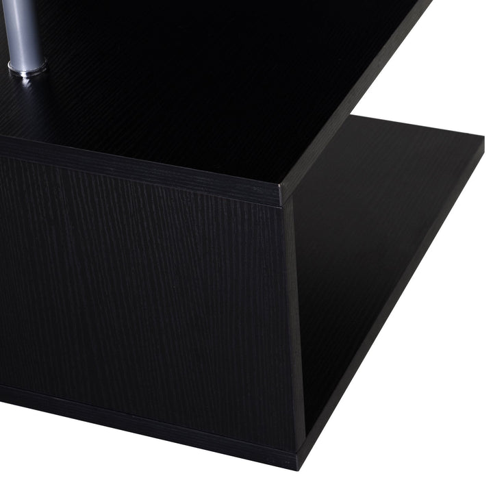 Mesa de centro de sala de jantar de forma S com 2 Níveis Abertos Elegante 50x50x50 cm Preto