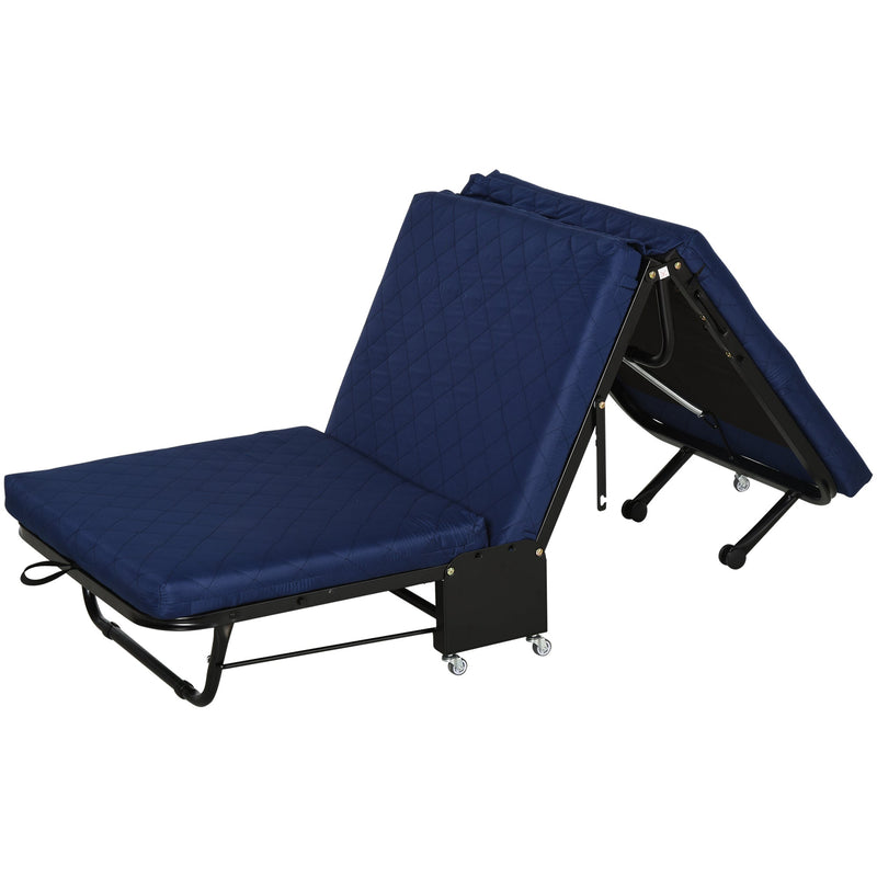 Cama dobrável portátil Cabeceira Ajustável em 5 Níveis de Ângulo Carga máxima 120 kg 184x65x26cm Azul