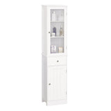 Armário Alto para Casa de Banho Móvel Auxiliar de Banheiro de Estilo Moderno com 2 Portas Prateleiras Ajustáveis e 1 Gaveta 40x27x171,5cm Branco