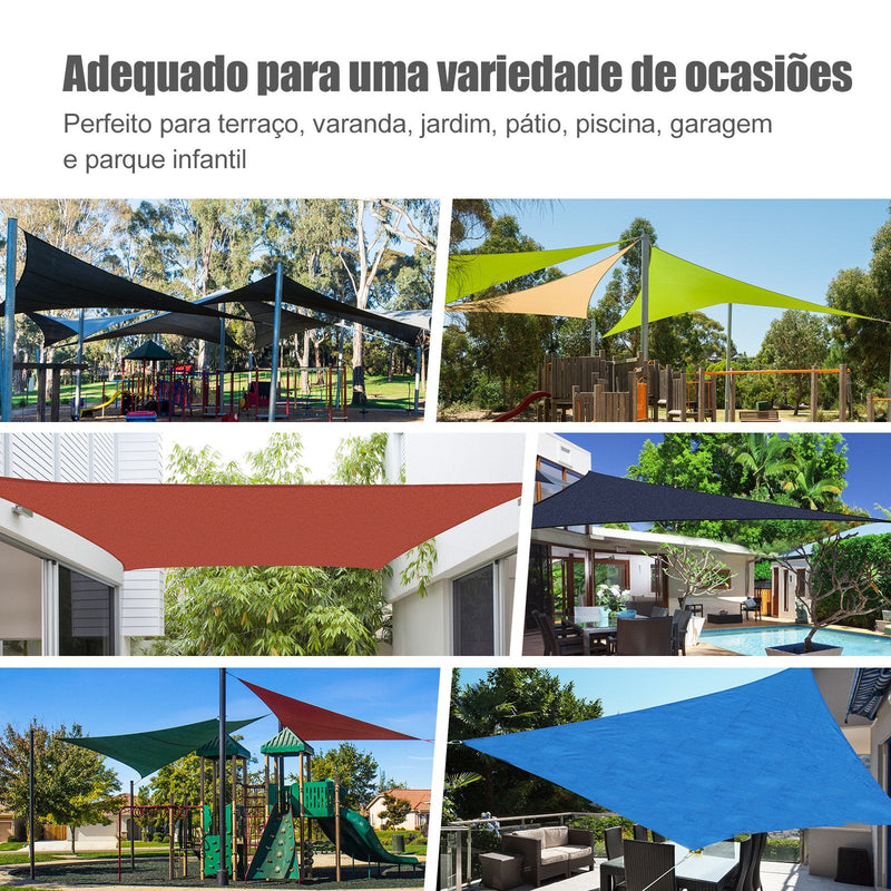 Toldo vela retangular 3x3m para varanda Jardim roteção UV resistente à água poliéster cor areia