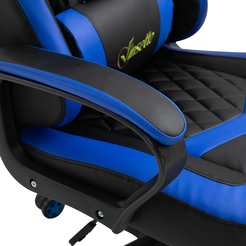 Cadeira ergonômica gaming de escritório Altura ajustável basculante com apoio de cabeça giratorio 61x70x121-129 azul