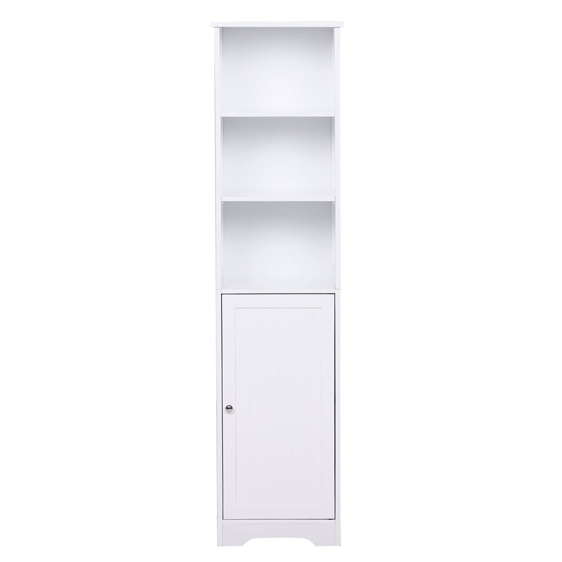 Armário de banheiro branco 5 níveis Prateleiras Coluna do banheiro com 3 prateleiras 1 porta de MDF e resistente à água 40x38x160cm