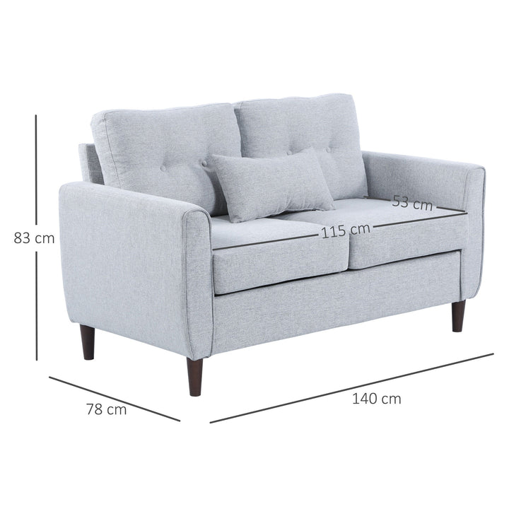 Sofá de 2 lugares Poltrona de dois lugares para sala de estar com almofadas e assento acolchoado fronha lavável 140x78x83 cm cinza claro