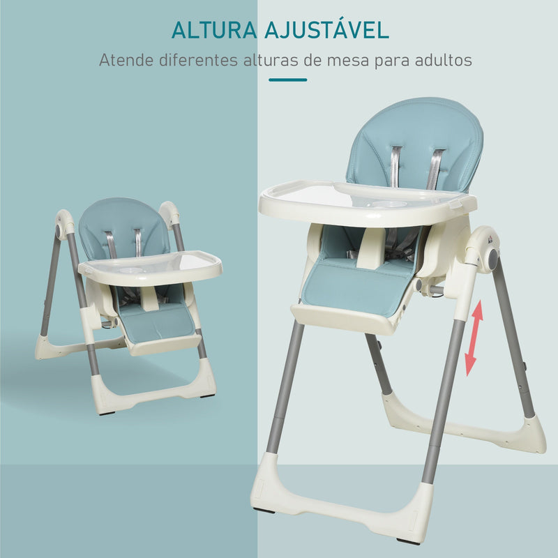 Cadeira de refeição ajustável e dobrável para bebê, 55x80x104 cm Azul | O  Meu Jardim