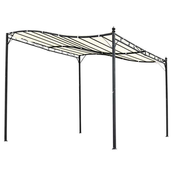 Pérgola para Jardim 297x297x250cm de Parede Curva Aço e Poliéster Creme
