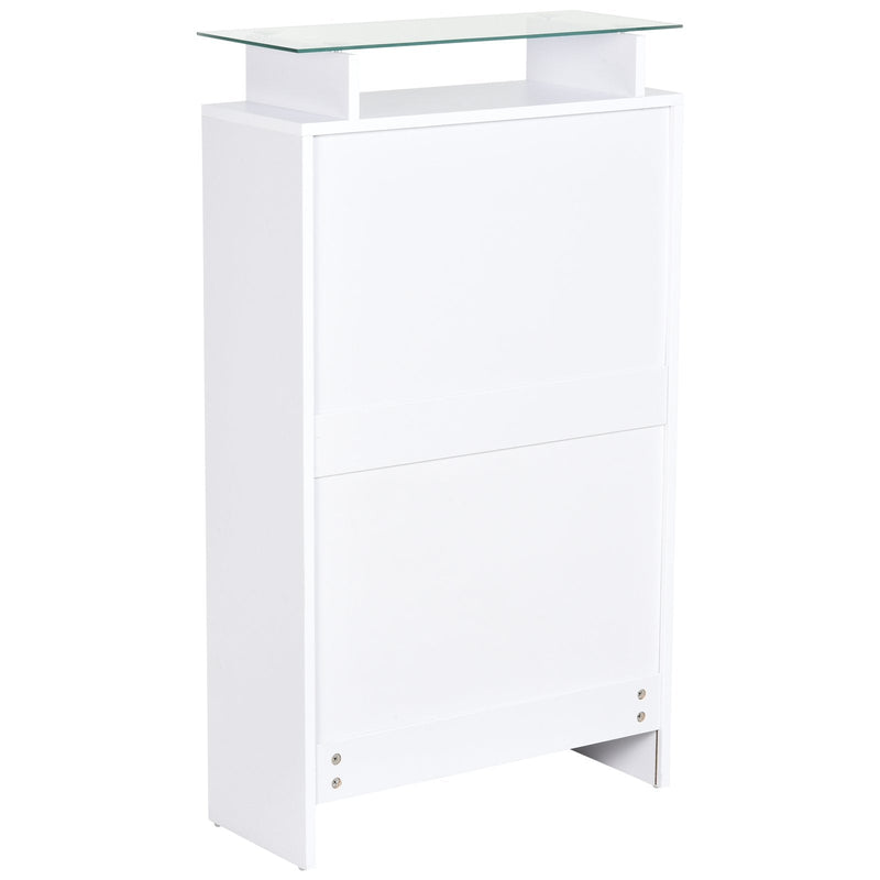 Organizador de sapatos com 3 gavetas Prateleira de vidro Carga 50 kg 60x24x105,5 Branco