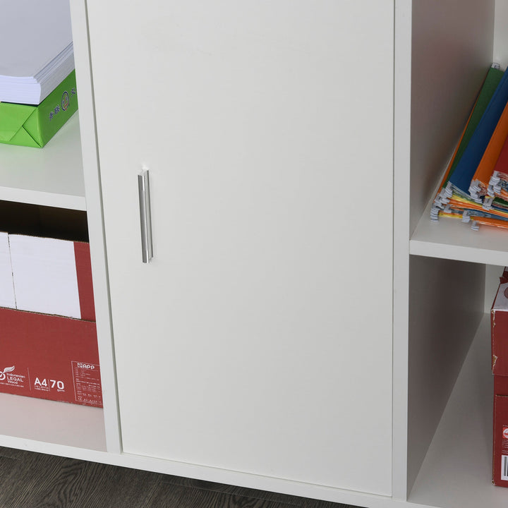 Armário para Escritório de Impressora com Espaço de Armazenamento e Rodas 100x 40 x 71 cm Branco