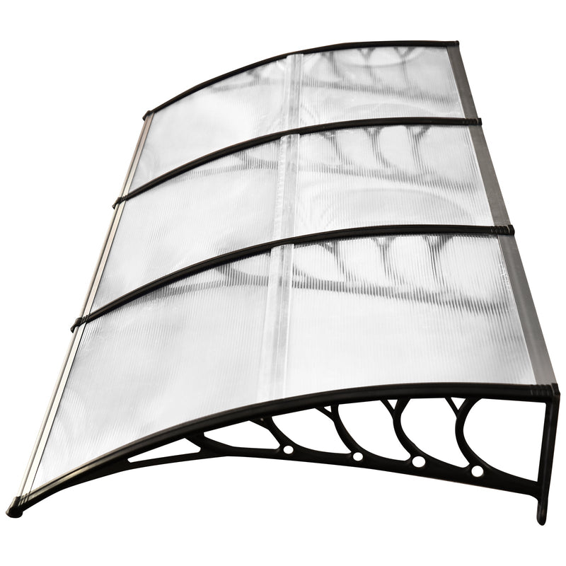 Marquise de proteção solar e chuva para portas de janelas toldo de policarbonato de 5mm Transparente 295x90x25 cm